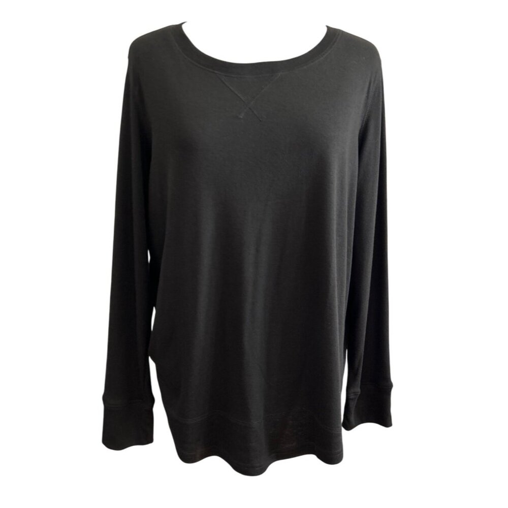Hiyiyezi Womens Black Long-Sleeve Pullover Tunic Everyday Top With Crewneck